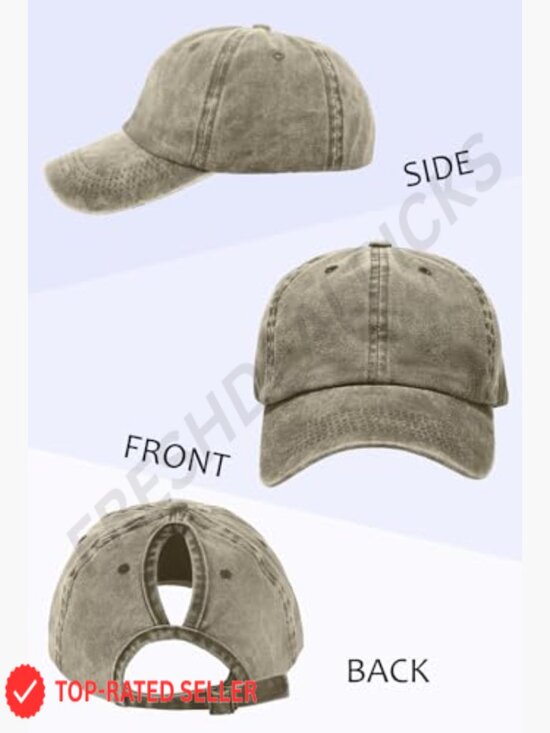 Vintage Washed Distressed Baseball Cap with Ponytail Hole Sport Hat